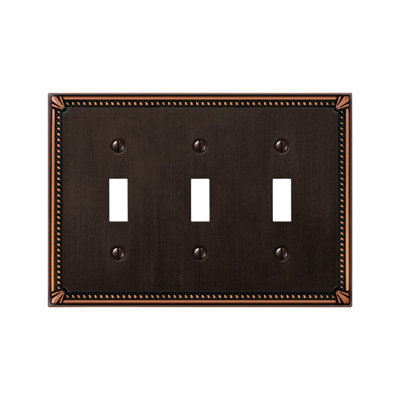 Imperial Beaded No Subject 3 - Gang Toggle Light Switch Jumbo Wall Plate