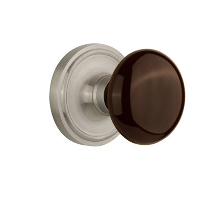 Poignée de porte intérieure en porcelaine brune avec rosette Classic