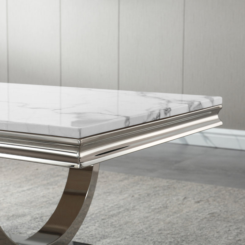 Table basse Recker, Blanc, Argent argent