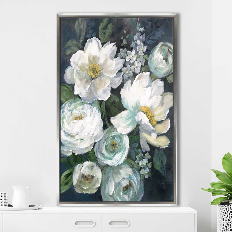 Nocturnal Radiance I par - Peinture, Cadre flottant argent, H 51,5 po x l 31,5 po x P 2 po