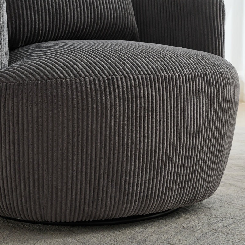 Fauteuil demi-tonneau pivotant l 34,23 po, Velours côtelé gris anthracite