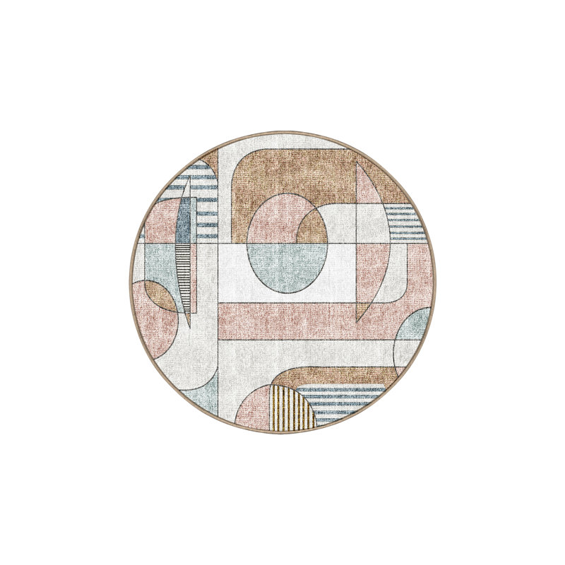 Rajiya Area Rug with Non-Slip Backing, Round 3'