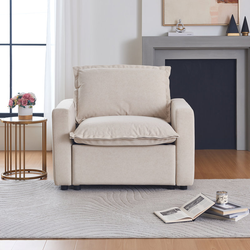 Fauteuil inclinable électrique en tissu avec accoudoirs carrés et chargement zéro - Gravity, Beige Fabric