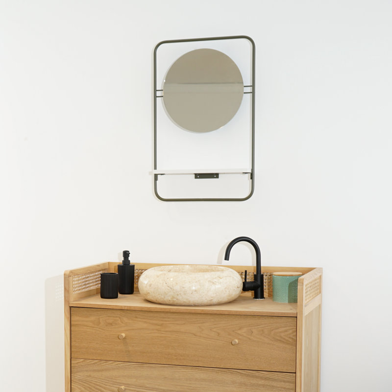 Fullilove Flat Mirror with Shelves, Green