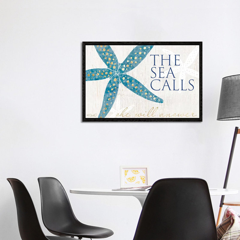 The Sea Calls by Kate Sherrill - Floater Frame Gallery-Wrapped Canvas Giclée on Canvas, 66.04 cm H x 101.6 cm W, Black