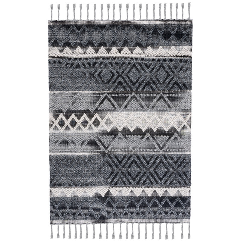 Tapis géométrique en laine / coton tissé à la main Baltierra, Rectangle 4 pi x 6 pi