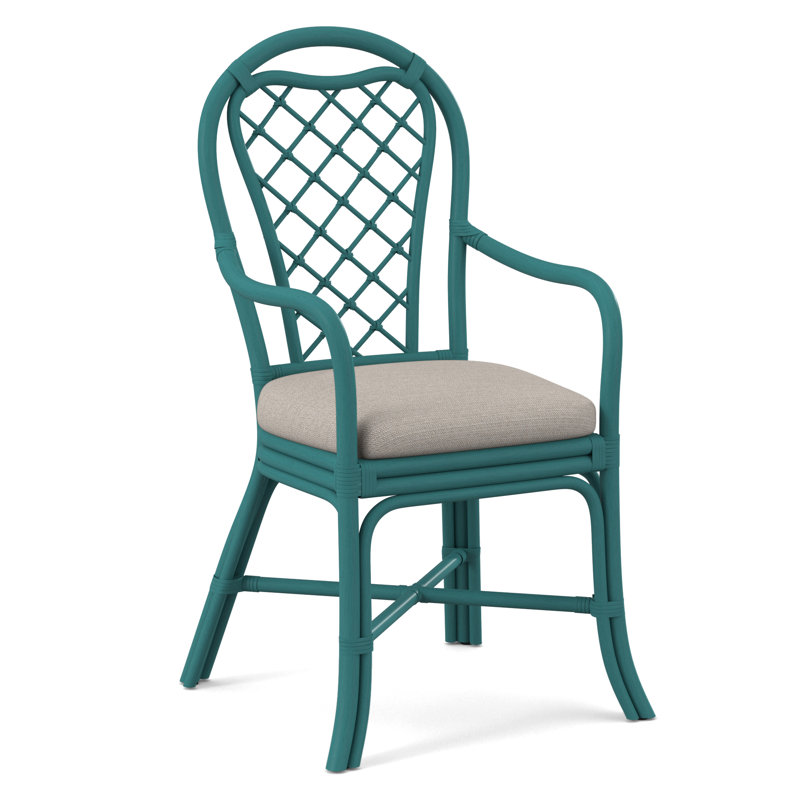 Trellis Dining Arm Chair, Navy, White Textured Performance; 0865-91