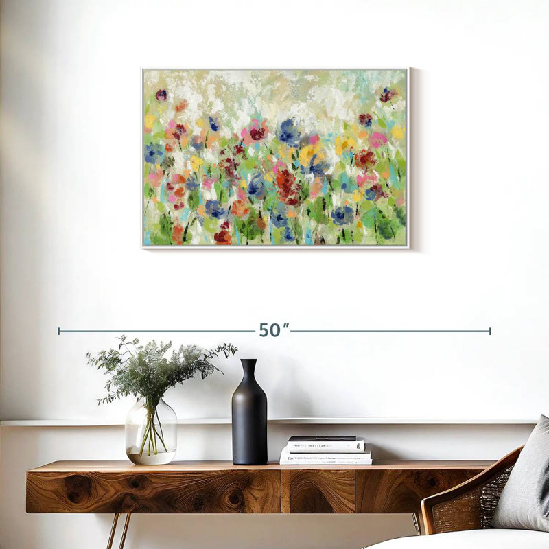 Fleurs de printemps au printemps I, Cadre flottant blanc, 31 po x 21 po