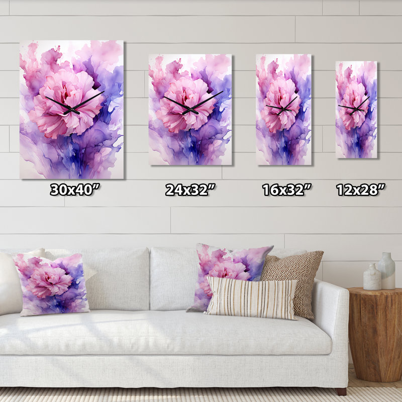 Horloges murales mauves et roses I - formes abstraites, Grand