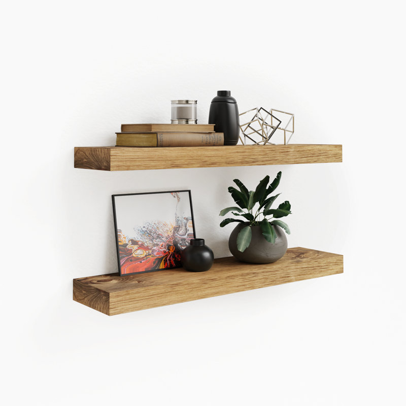 Sporgh 2 Piece Pine Floating Shelf, Special Walnut, 2" H  x 5.5" W x 36" D