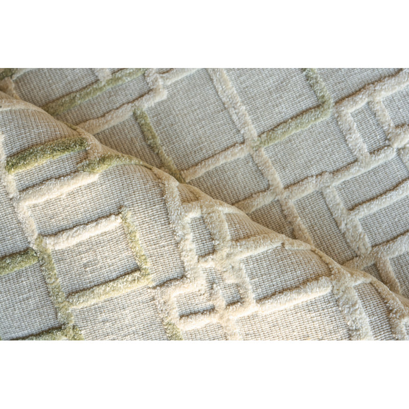 Vista handloomed Wool/Bamboo Silk Green Area Rug, 6'X9'