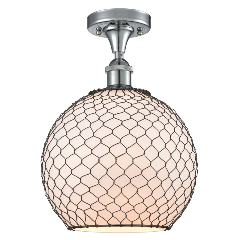 Plafonnier semi-encastré 1 lumière 2,5 po Soudre, Chrome poli, Blanc / Nickel, Ampoule à DEL rétro de 6 watts