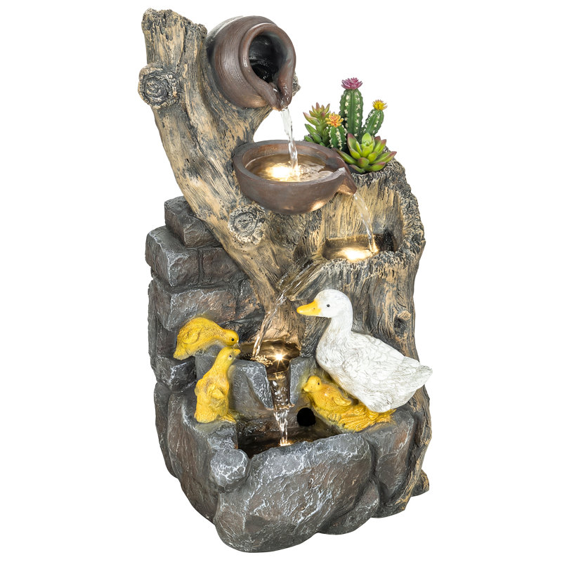 Outdoor Fountain with Lights