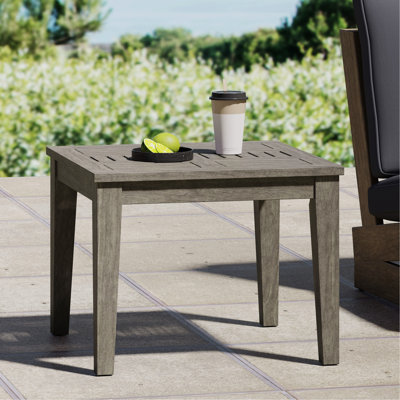 Table d'appoint d'extérieur en bois gris, conception transitionnelle, 20 x 20 x 15,51, poids de 30 lb, gris, look pour les loisirs de jardin, 20 po x 20 po x 15,51 po, capacité
