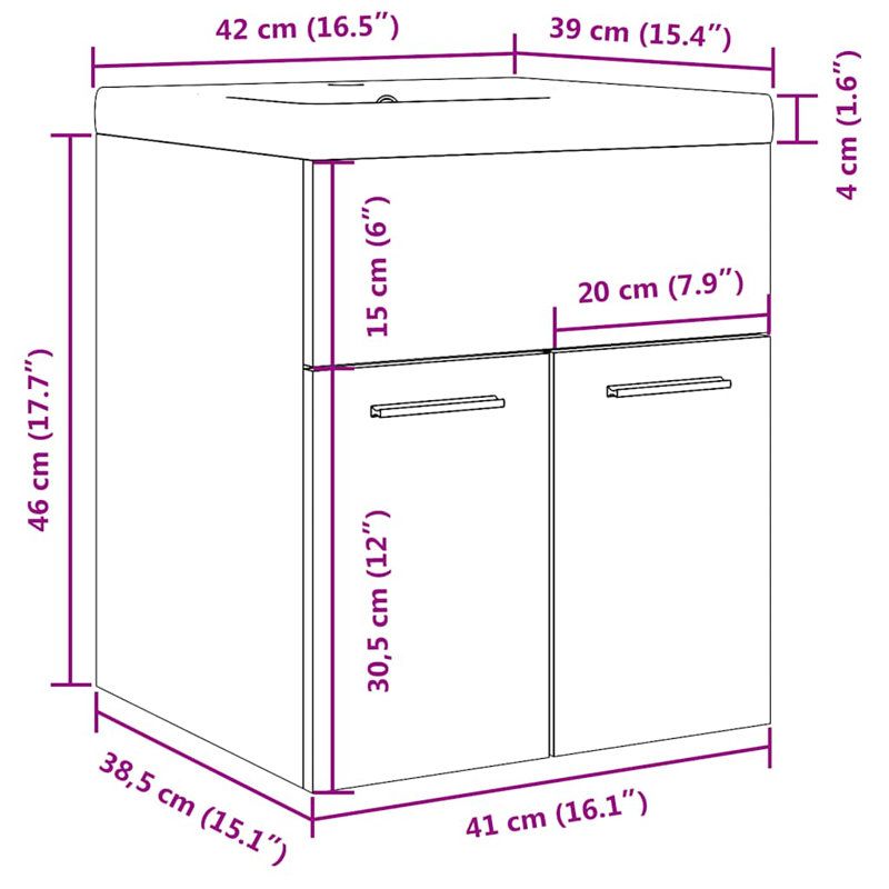 Stanisha Single Bathroom Vanity with Ceramic Basin, Concrete Grey