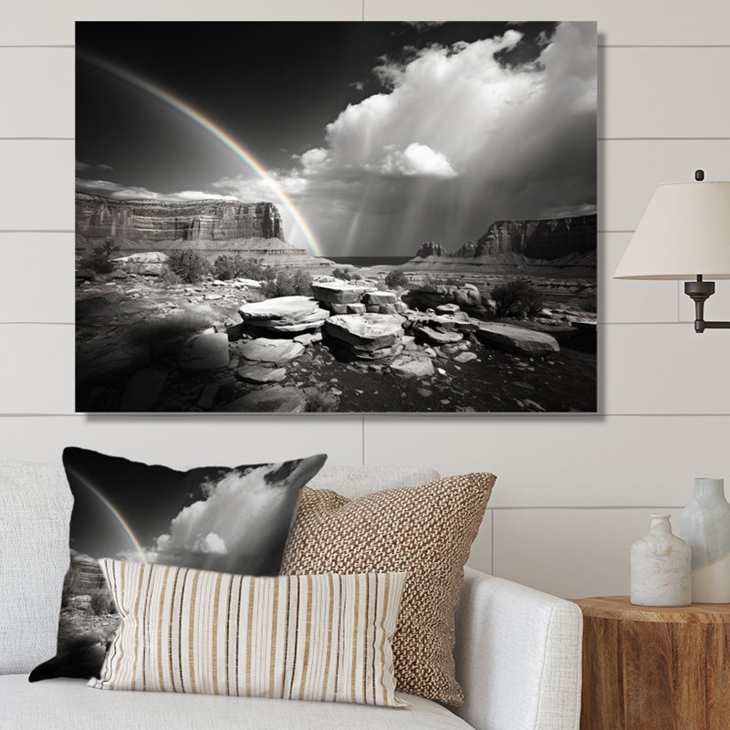 Paysage prisme arc-en-ciel monochrome sur toile, H 16 po x l 32 po x P 1 po, Toile tendue