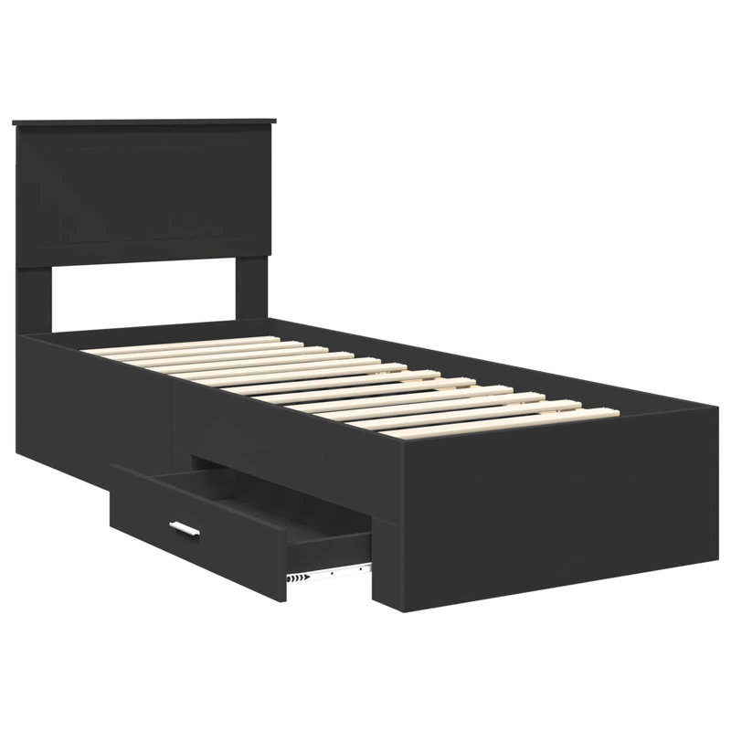 Bed, Small Single (2'6), Black/Silver