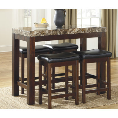 4 - Person Faux Marble Top Four Leg Dining Set
