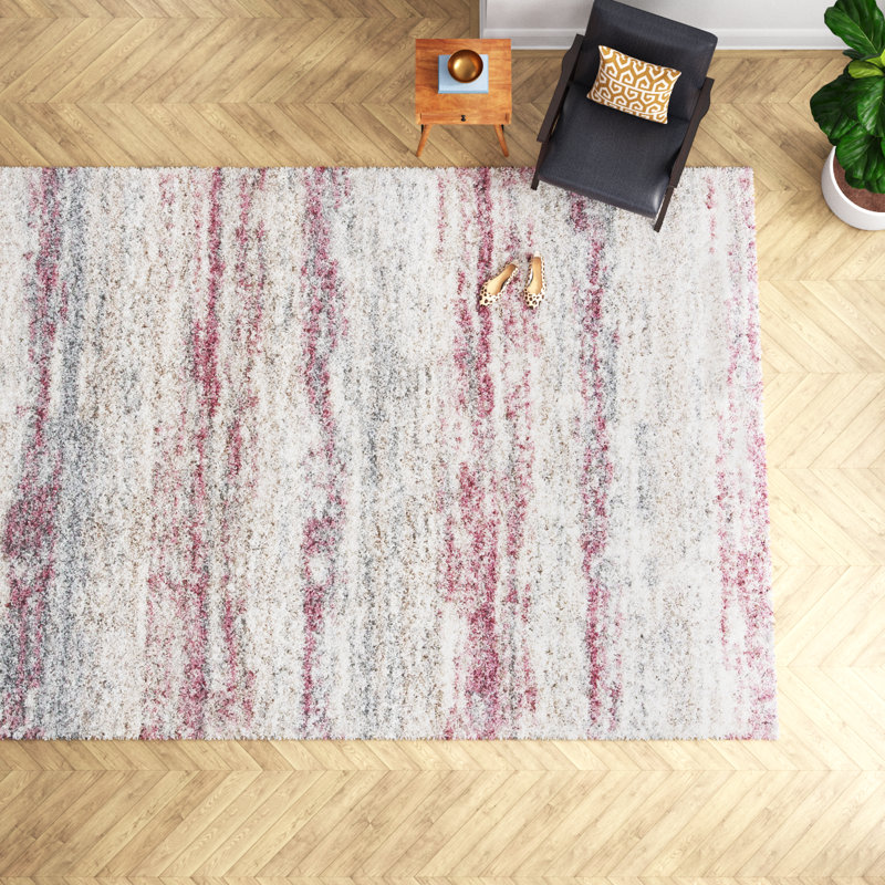 Alexys Abstract Ivory/Pink Area Rug, Rectangle 5'3" x 7'6"
