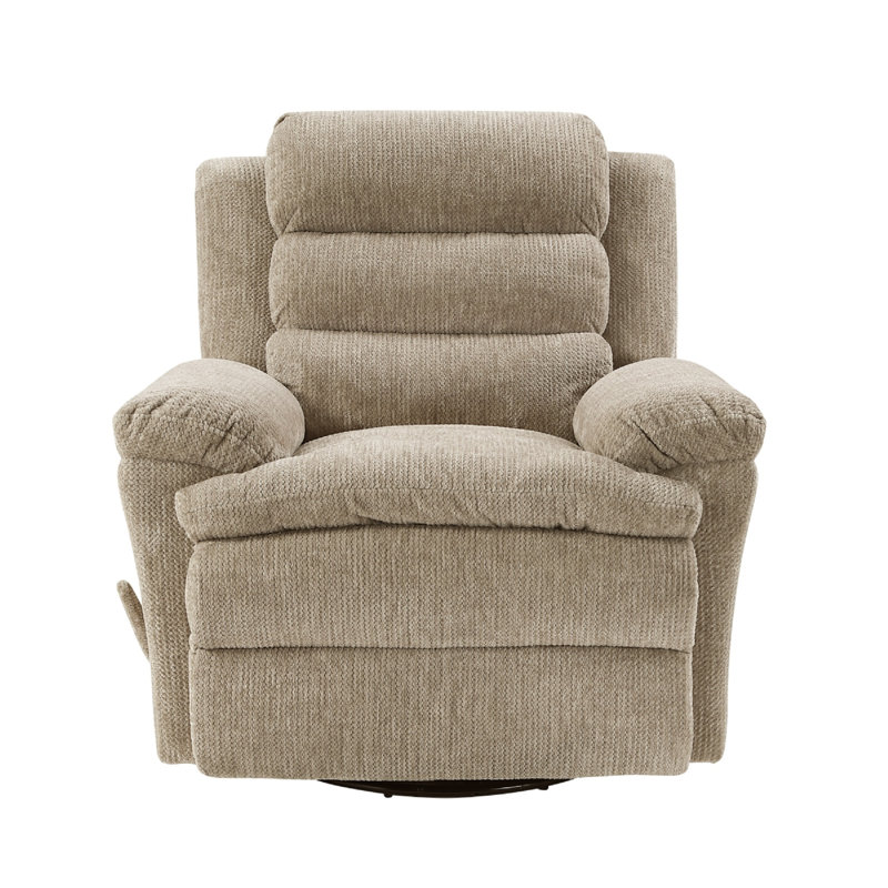 Oxy Swivel Manual Reclining Chair, Foam Pillow Arms, Brown Microfiber, Brown