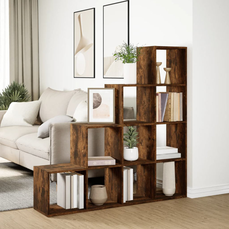 Bibliothèque paravent vidaXL, (4 tablettes) H 51,8 po x l 51,8 po x P 11,4 po, Chêne fumé