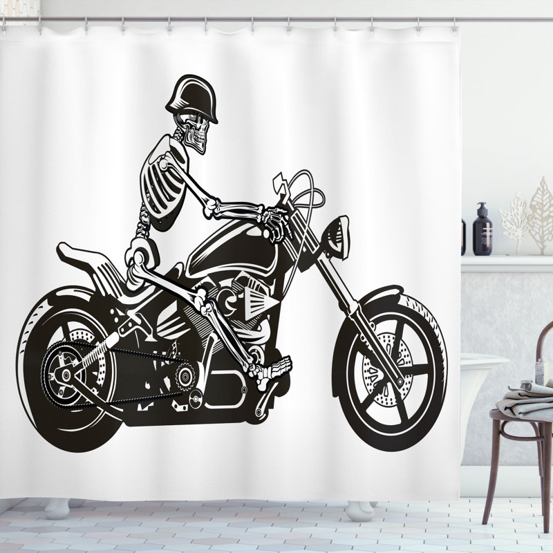 Ensemble de rideau de douche et crochets à squelettes, H 70 po x l 69 po