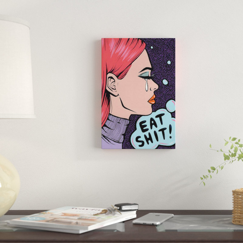 " Eat It Comic Girl " by Allyson Gutchell, 12" H x 8" W x 0.75" D, No Mat, Wrapped Canvas