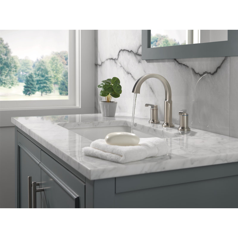 Tetra 3-Hole Widespread Bathroom Faucet, 2-Handle Bathroom Sink Faucet with Drain Assembly, Stainless