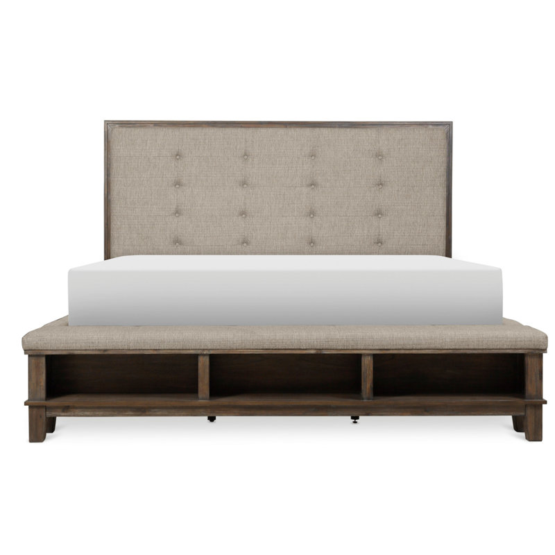 Grand lit plateforme, Grand, Gris