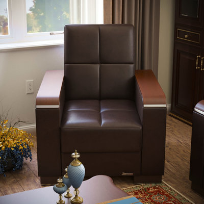Fauteuil confortable avec espace de rangement - Cuir d'unité centrale brun, capacité de revêtement et de cuir garni pour une salle d'étude