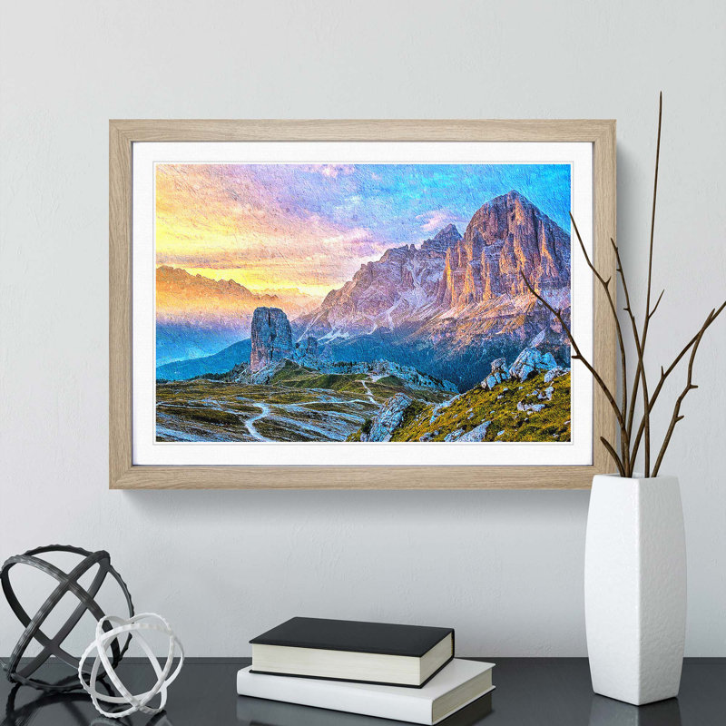 Mountain View - Picture Frame Painting Print, 27cm H x 36cm W x 2cm D, Oak Framed