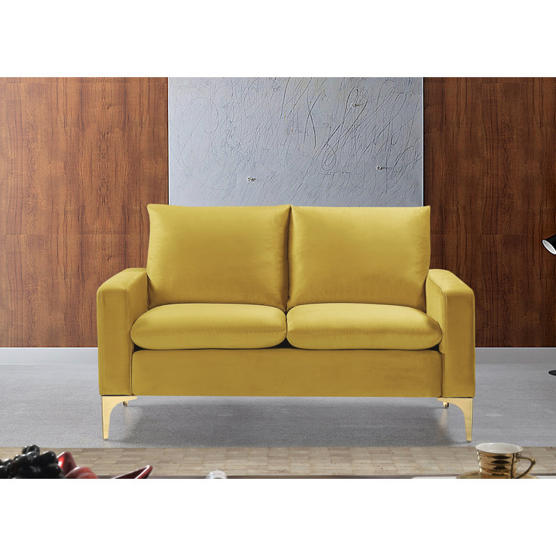 54.72'' Velvet Loveseat, Yellow