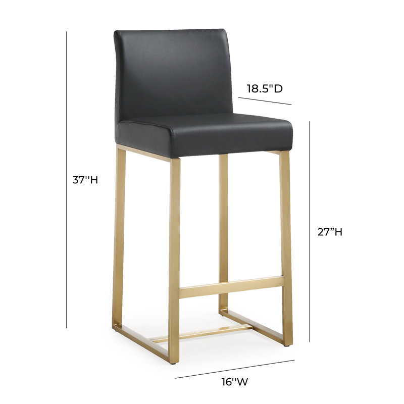 Upholstered Counter Stool with Metal Frame, 68.6cm, Black/Gold