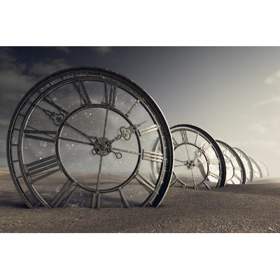 Antique Glass Clocks In The Desert 1 Piece Wrapped Canvas Wall Art