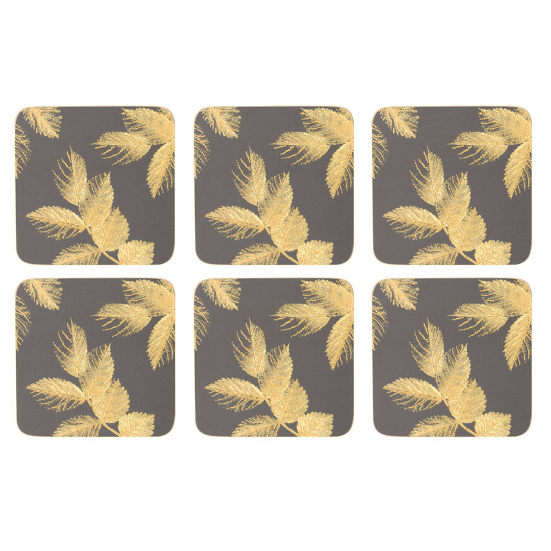 Pimpernel S.M. Sous-verres Etch Leaves 4 po x 4 po, Gris foncé