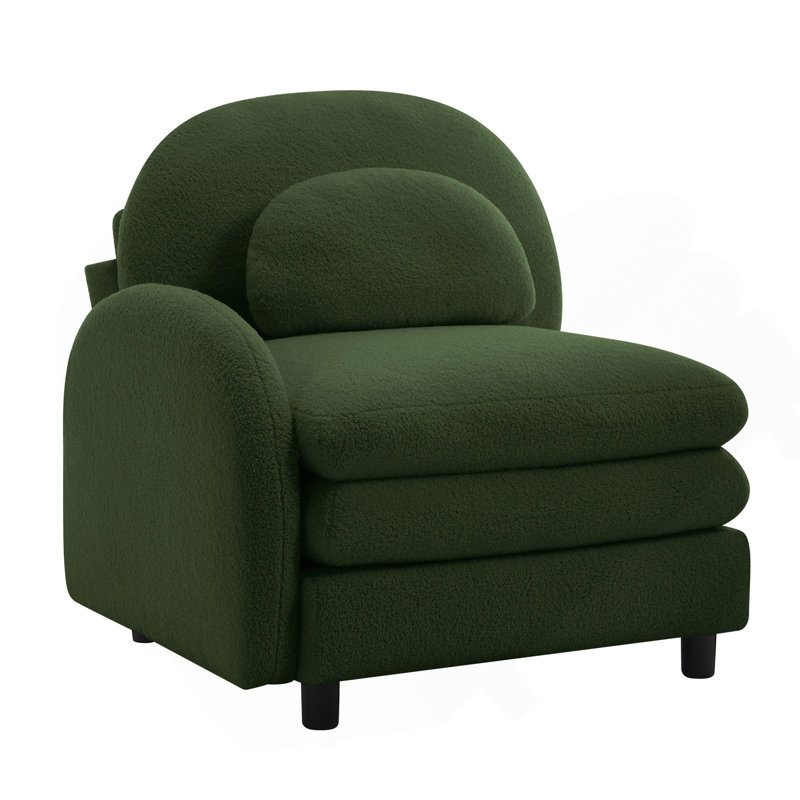 Canapé courbé en tissu VF Teddy, Orienté vers la gauche, Vert