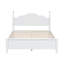 Structure de lit double en bois pleine grandeur, lit plateforme de style rétro avec support en lattes de bois, blanc