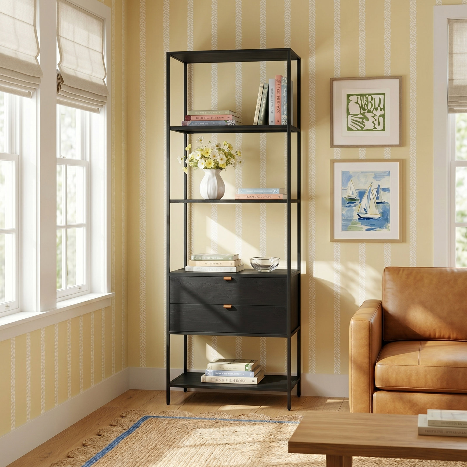 Loki 24" Bookcase, Black Wash Poplar