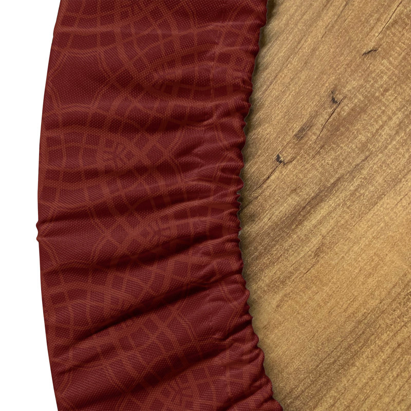 Ebern Designs Abstract Geometry Fitted Round Tablecloth 36"- 40" Diameter Maroon Redwood