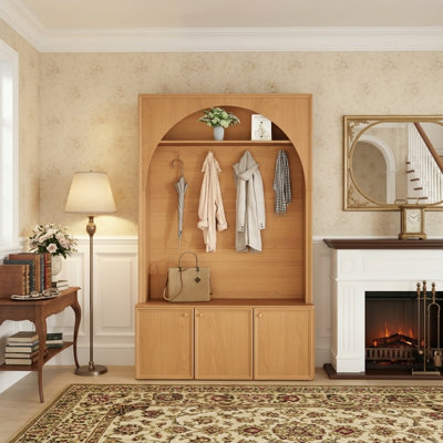 Farmhouse Hall Tree With Bench & Shoe Storage