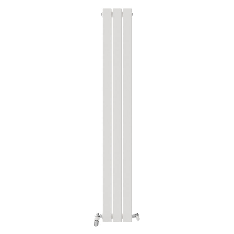 iBathUK Belgravia Vertical Single Slim Flat Panel Radiator Angled Valve, 1600cm H x 228cm W x 52cm D, White