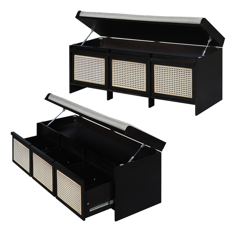 Banc de rangement pour hall d'entrée Vintage - 48 po, Black