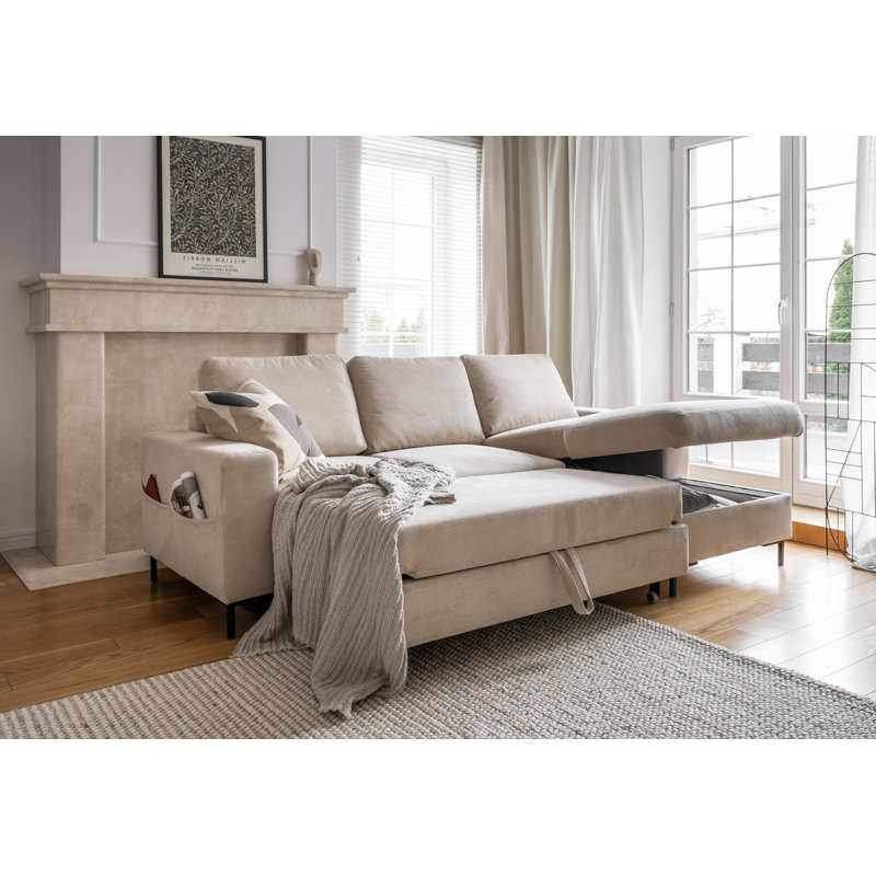 Lofty Lilly 4 seater Corner Sofa Bed, Right Hand Facing, Beige