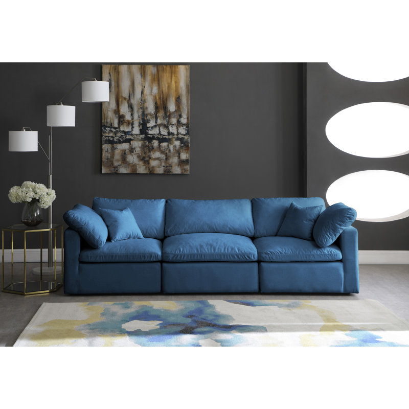 Atis 105'' Velvet Sofa, Navy Velvet