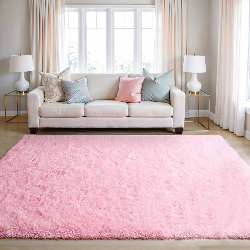 Super Soft Shaggy Area Rug, Light Pink, Rectangle 120 x 170 cm