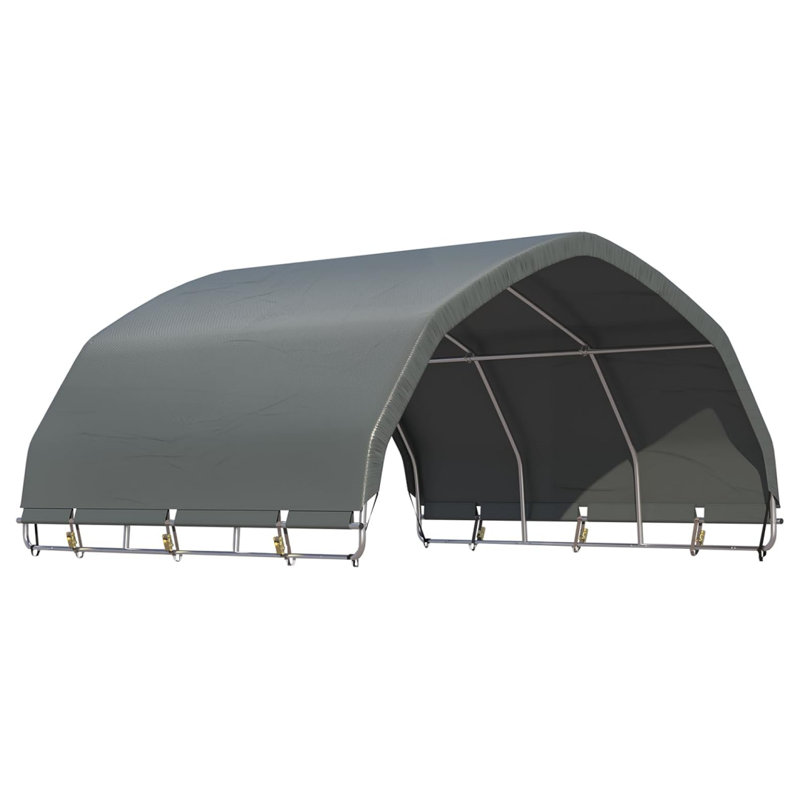 10'x10' Livestock Portable Shelter, Heavy Duty Round Style Canopy, Gray, Gray, 67.2" H x 120" W x 144" D