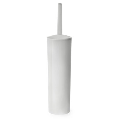 Plastic Toilet Brush & Holder Tall - White