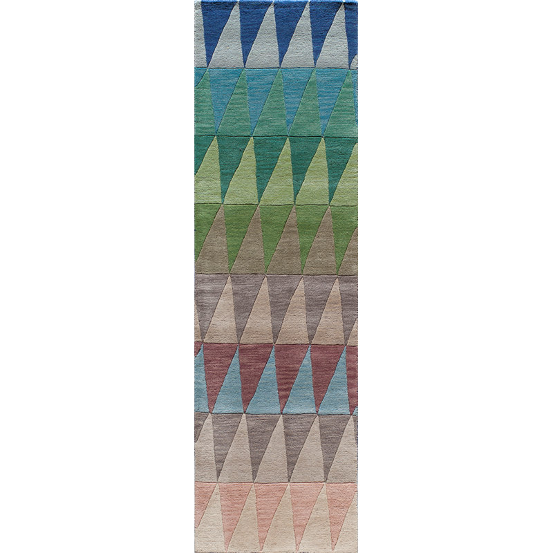 Javeed Geometric Handmade Wool Rug, Runner 2'3" x 8'