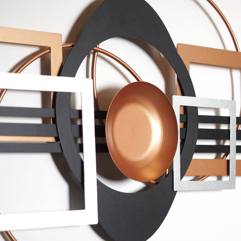 Harmony Geometric Black, Silver, and Copper Metal Wall Art