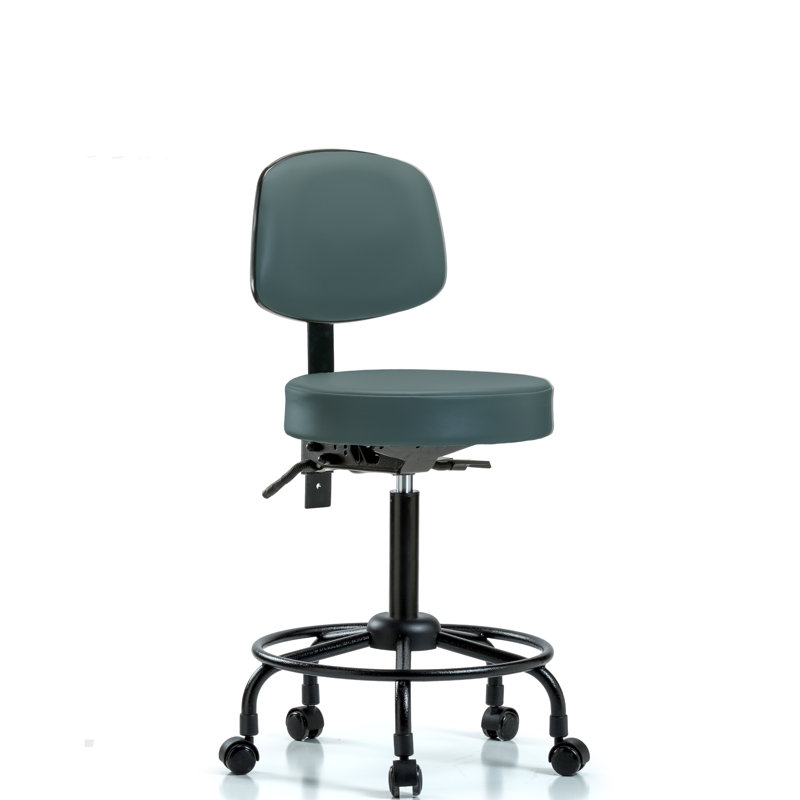 Tabouret de bar Barcus, Roulettes, Bleu colonial